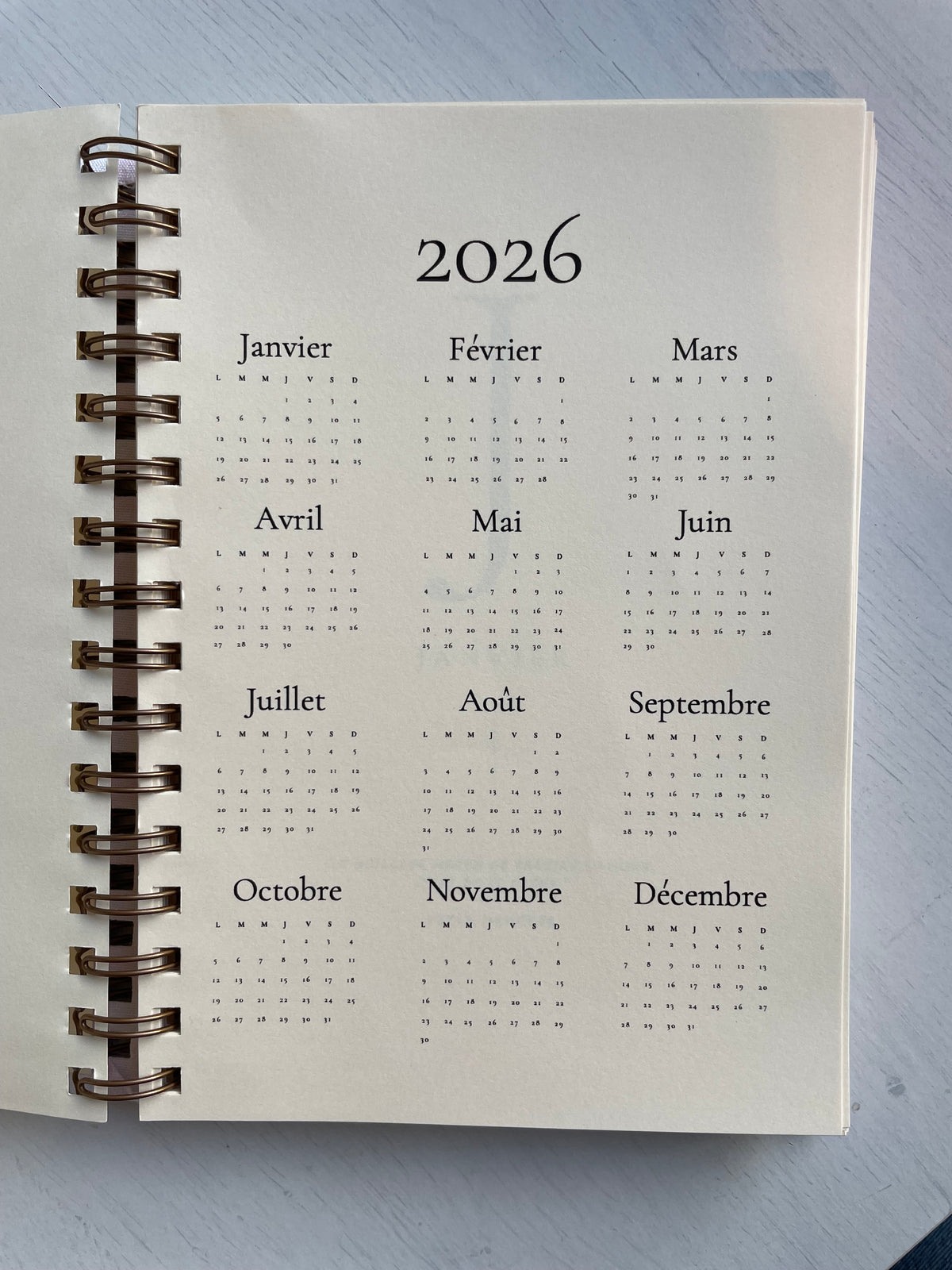 Agenda Septembre 2026 à Décembre 2027 (17 mois) Bloc semainier avec horaires -  à personnaliser